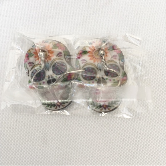 Sugar Skull Multi Color Pierced Earnings NWT - Picture 5 of 6